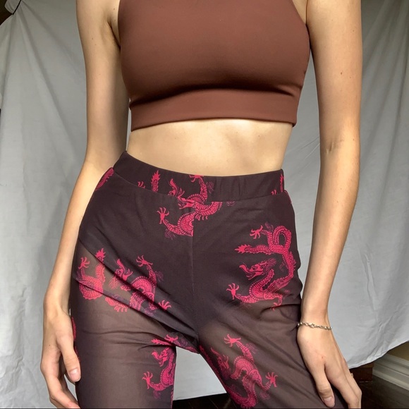 Dragon Printed Mesh Pants w Built in Undershorts - Picture 6 of 8